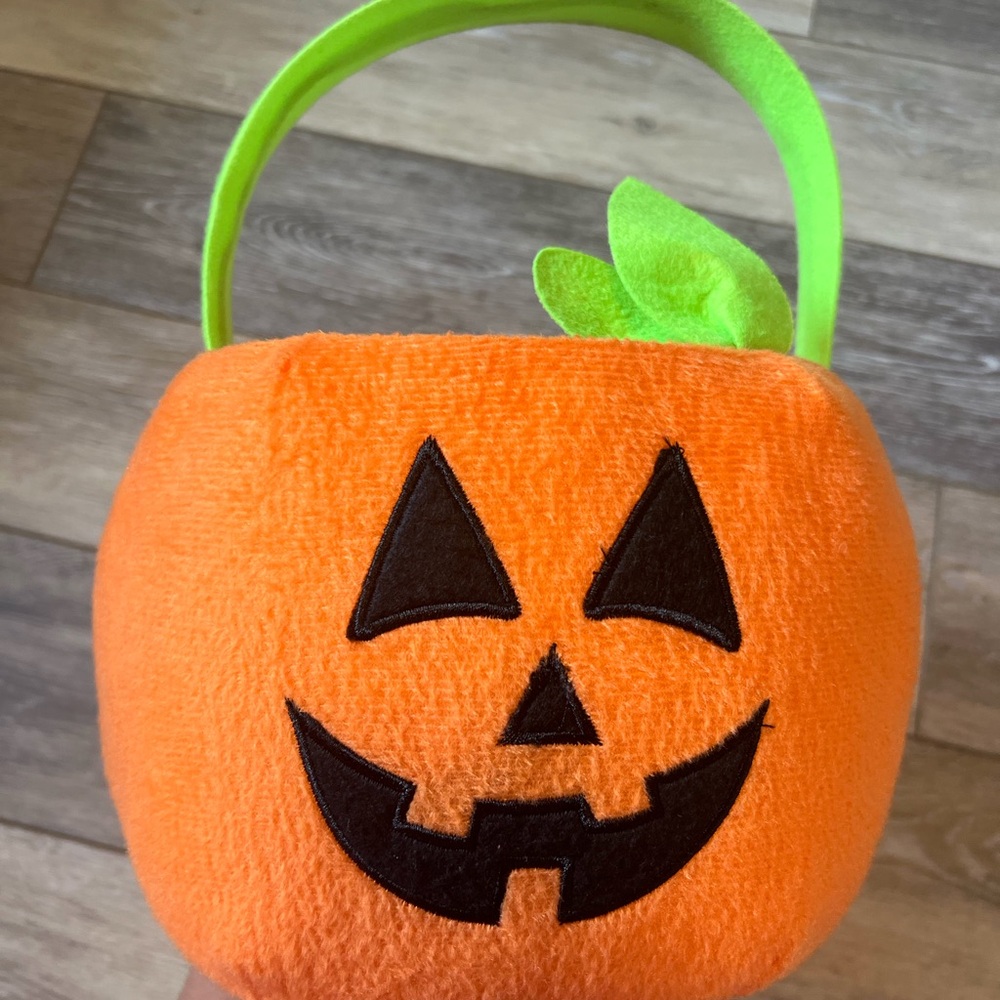 Orange Plush Jack-O'-Lantern Trick-or-Treat Bucket